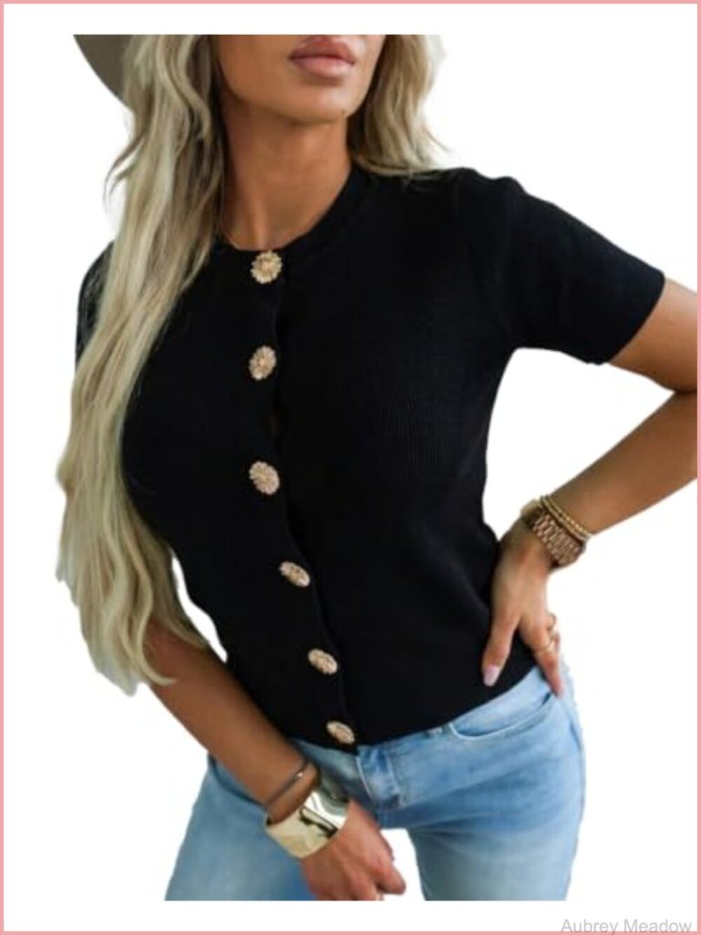 CHICME Women's Short Sleeve Cardigan Sweater Lightweight Knit Top